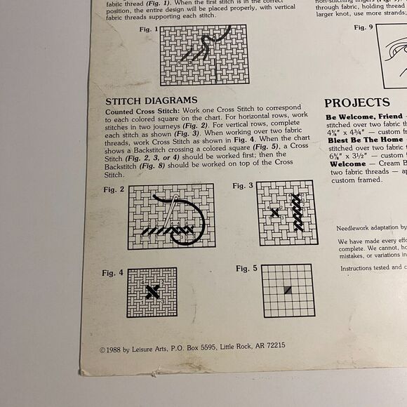 VTG 1988 Leisure Arts Be Welcome Friend Leaflet 645 Counted Cross Stitch Chart - Picture 8 of 11